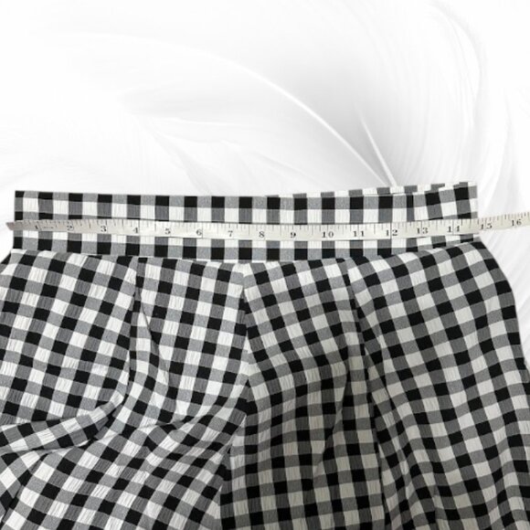 Black & White Gingham Maxi Skirt A-Line High Waist A-Line with Pockets - Picture 8 of 8